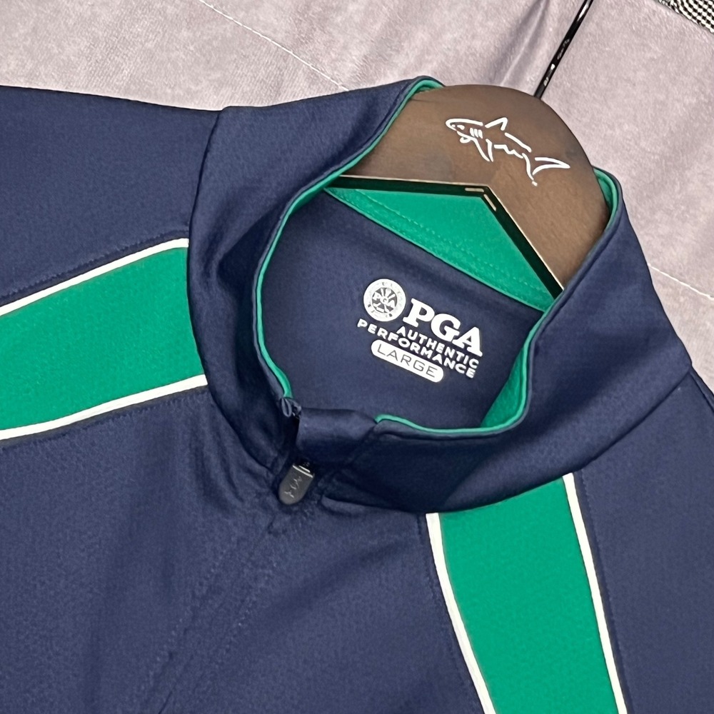 PGA Authentic Performance Jacket Mens Large Navy Blue Green Full Zip Excellent